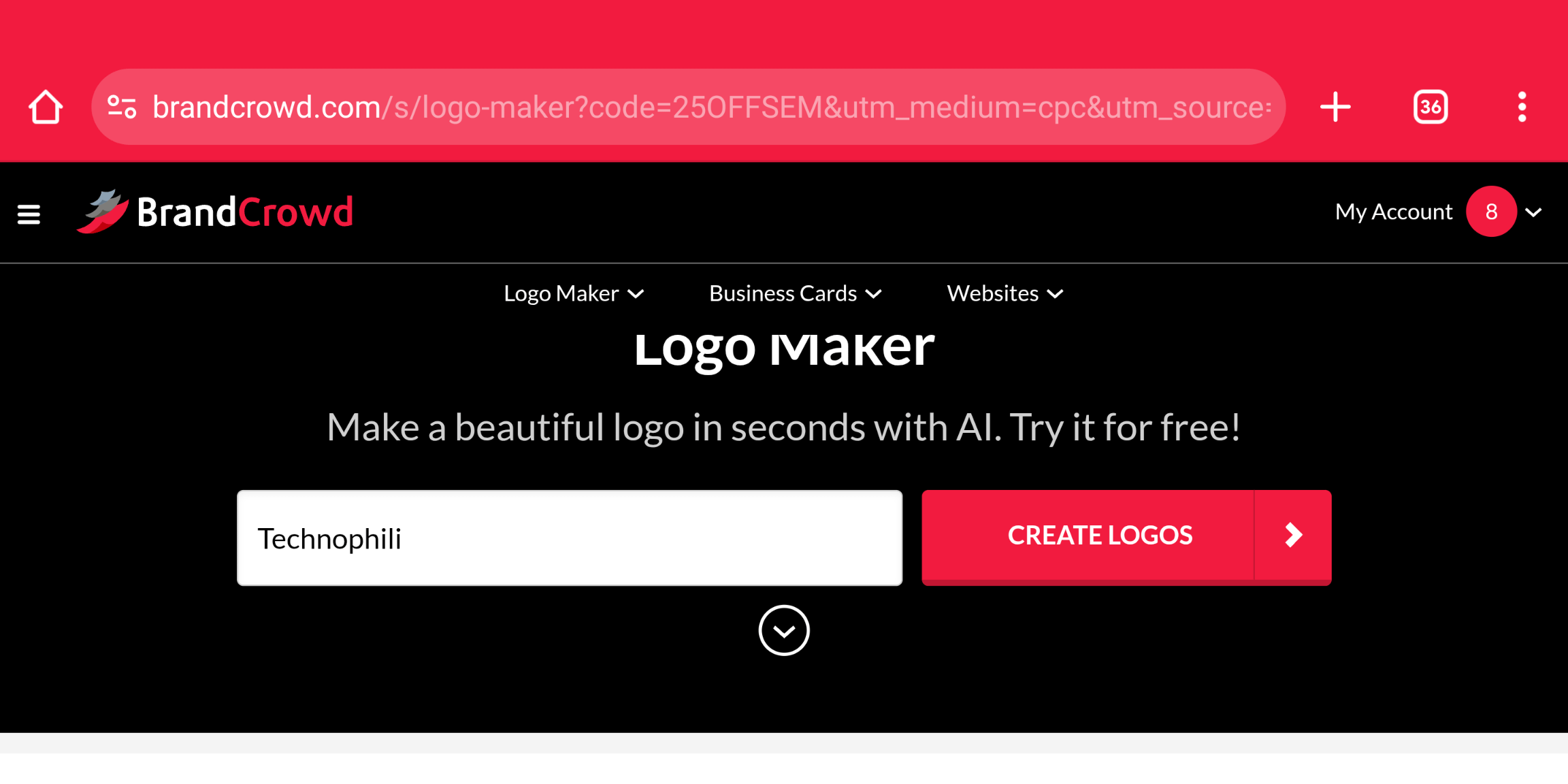 Brandcrowd main menu
